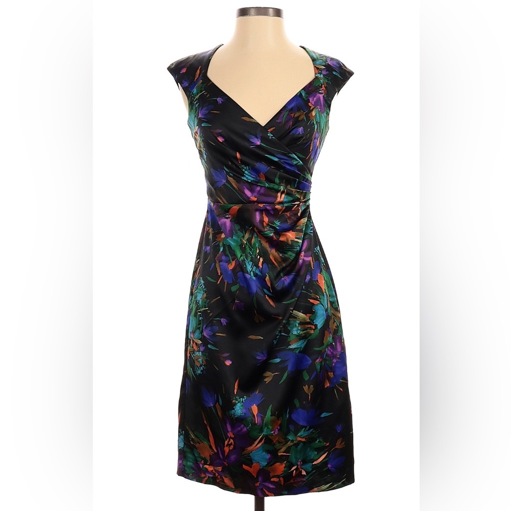 London Style Night Casual Black Dress with Floral Print